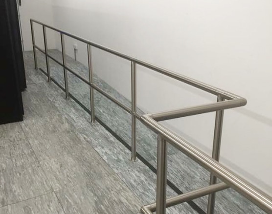 Raised floor stainless steel handrails
